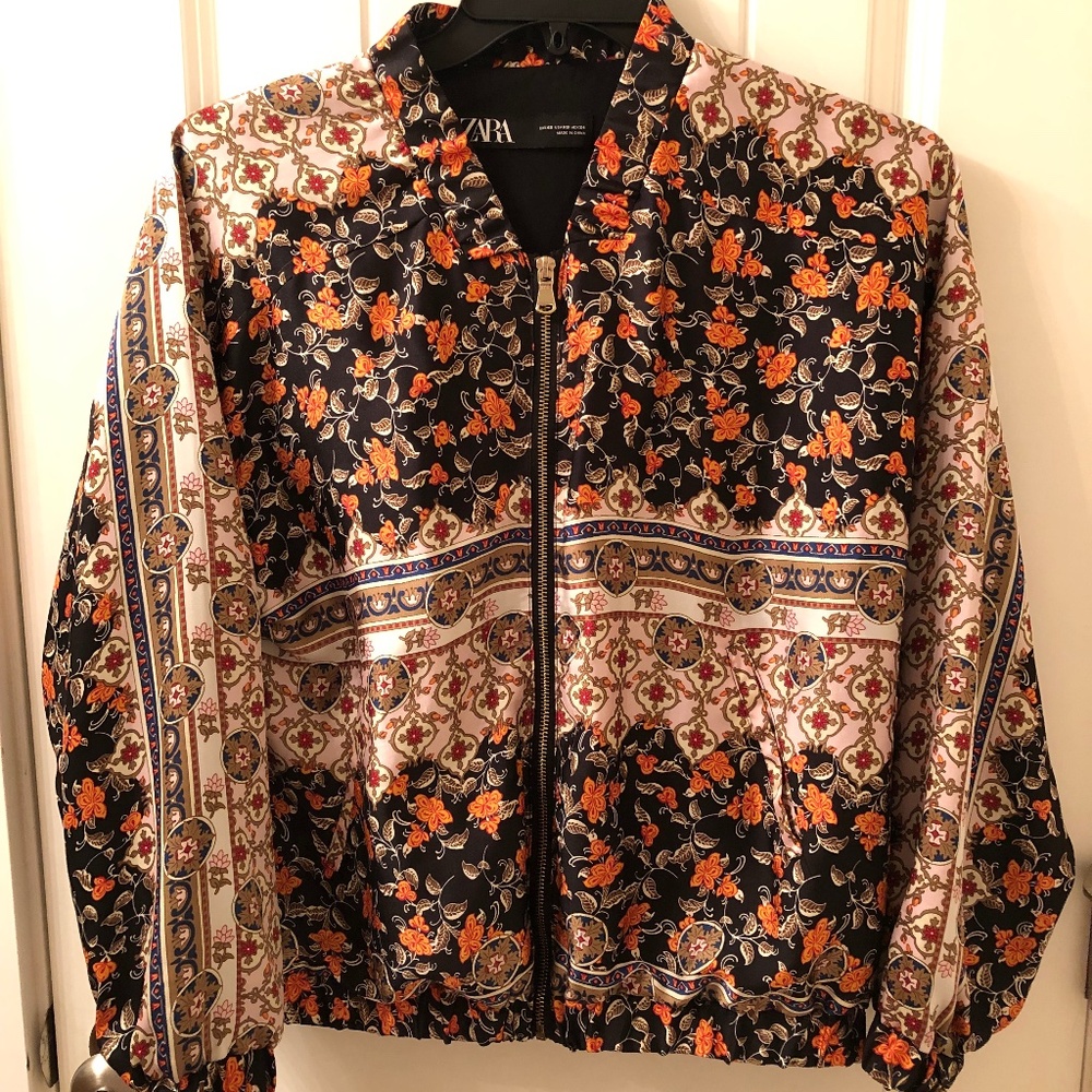 Zara Floral Bomber Jacket